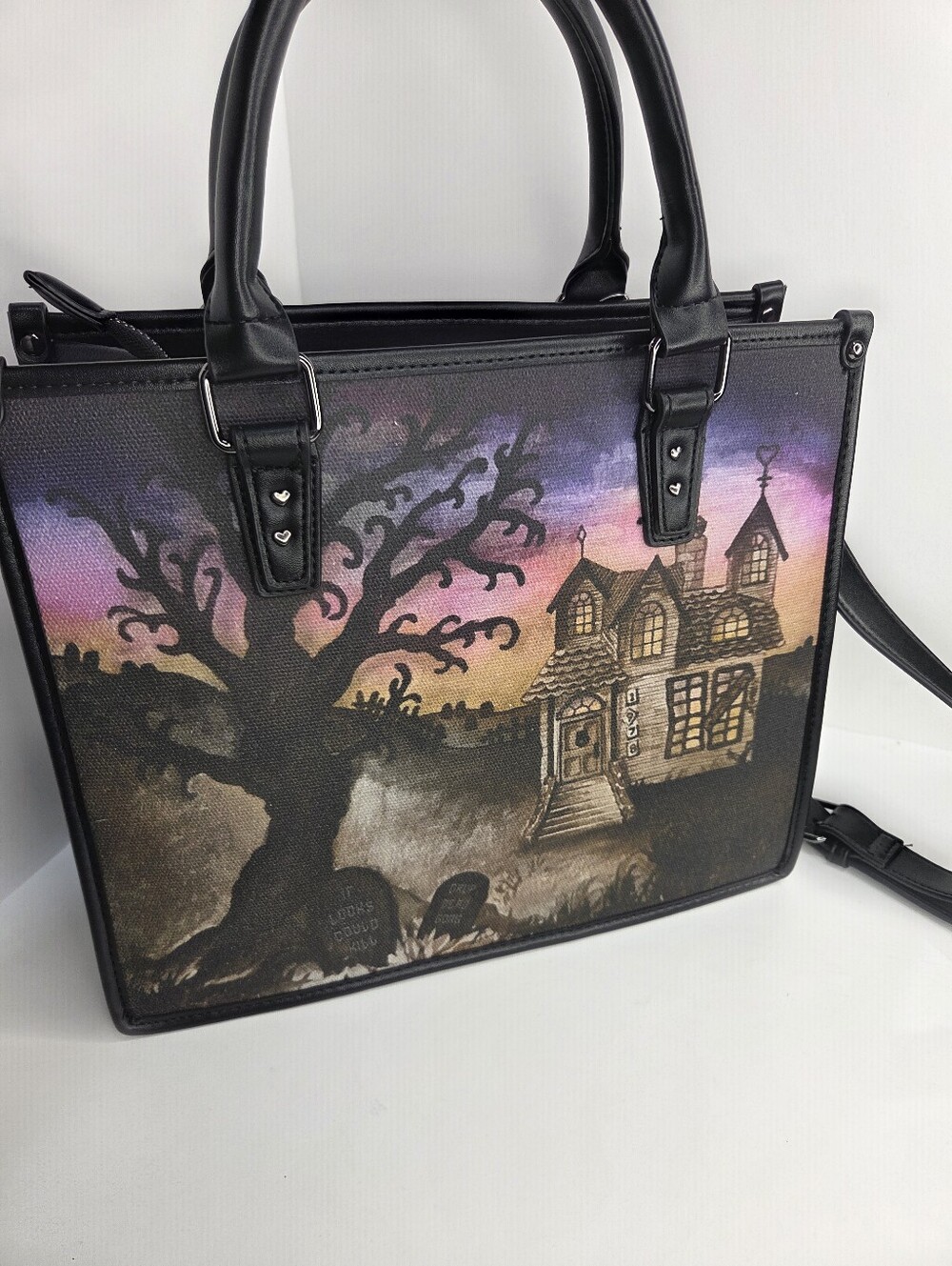 🖤▪️Betsey Johnson▪️ Boo & Breakfast Halloween Haunted House Tote Bag - Picture 5 of 10